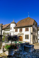 Brugg, Altstadt, Hofstatt, Hofstattbrunnen, Altstadtplatz, Altstadthäuser, Stadtmuseum, Aare,...