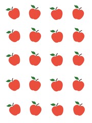 Wallpaper with repetitive pattern of red apples, healthy. For textiles, factories, illustrations, fruit backgrounds