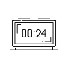 Electronic clock with digits, isolated smartwatch, timer stopwatch. Vector thin line electronic clock with timer, stylish accessory smart watch