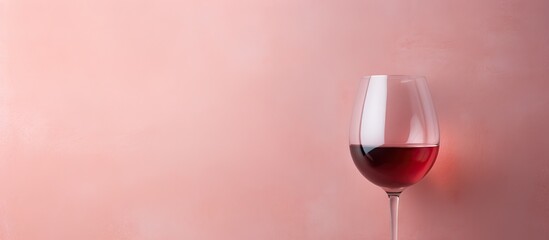 glass of wine with nothing in it isolated pastel background Copy space