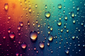 Vivid gradient mixed colors meet small raindrops, crafting a striking background