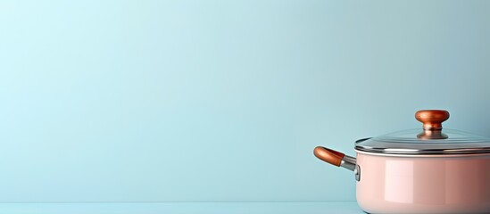 Obraz premium Vintage silver cooking utensils on a brightly lit surface isolated pastel background Copy space