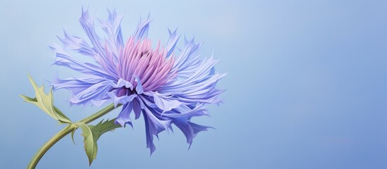 Obraz premium The Persian or Whitewash Cornflower on isolated pastel background Copy space