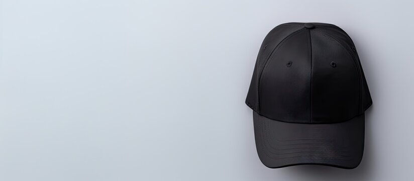 Black cap for warm men isolated pastel background Copy space
