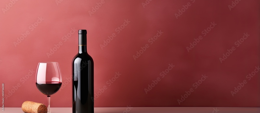 Poster copy space image of with a red wine bottle isolated mockup photo high resolution from a top view