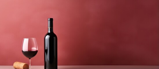 copy space image of with a red wine bottle isolated mockup photo high resolution from a top view