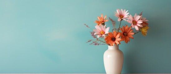 Pottery vase for flowers isolated pastel background Copy space - Powered by Adobe