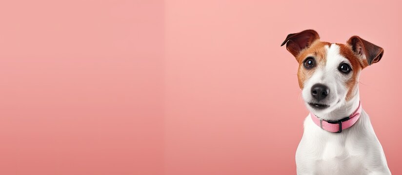 Jack Russell Terrier against isolated pastel background Copy space
