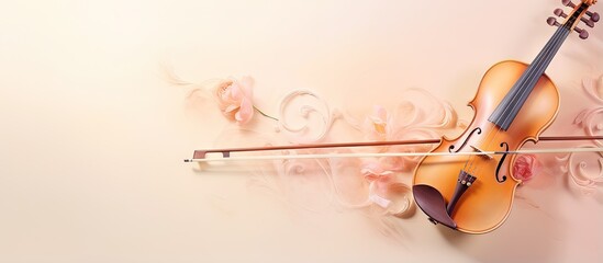 Vintage violin on a isolated pastel background Copy space