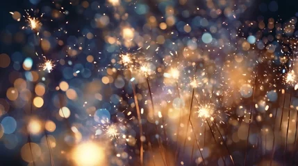 Deurstickers Blurred fireworks lighting up the night sky © cac_tus