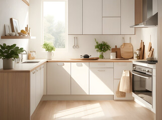 beige modern kitchen interior