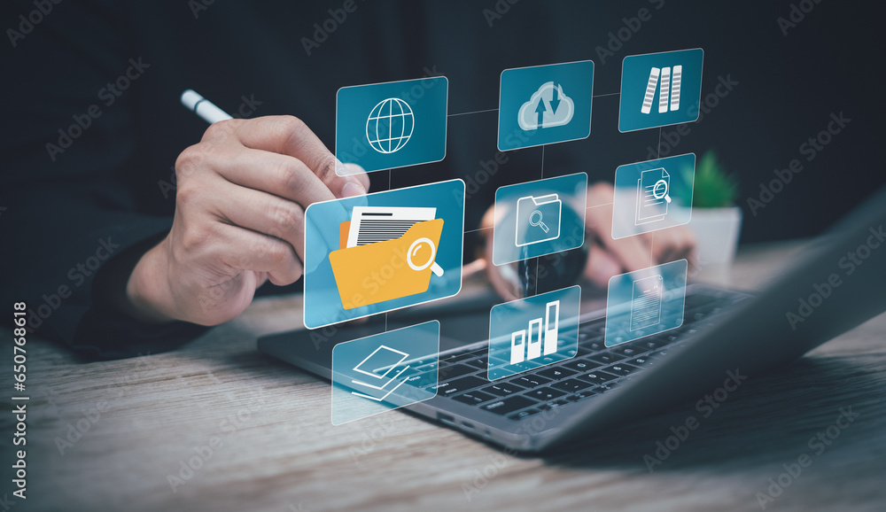 Poster document management system (dms), database and online to manage files. product management system acc