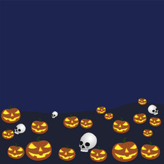 halloween pumpkins on blue color background