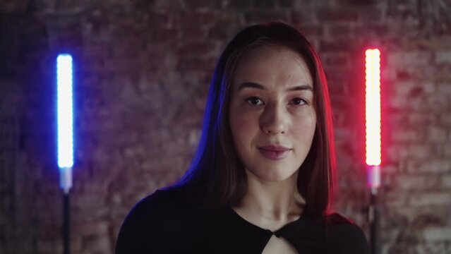  Portrait Of Beautiful Girl In Neon Light