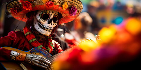 musical instruments and performers of Day of the Dead music. Generative AI