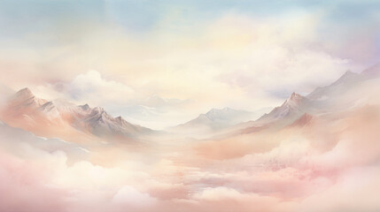 Fototapeta premium Pastel Watercolor Washes in a Dreamy Landscape, Abstract, Background, watercolor style