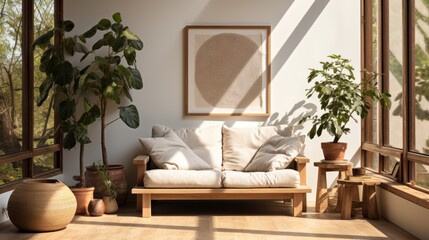 A living room decorated with Scandinavian furniture