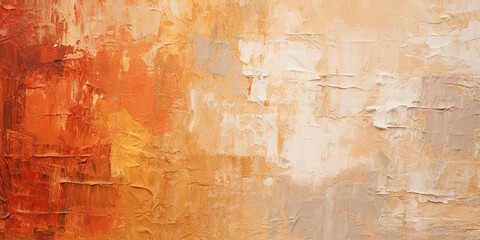 Fototapeta premium Closeup of abstract, rough, colorful, multicolored red orange-brown beige colored art painting texture, with oil brushstroke, pallet knife paint on canvas