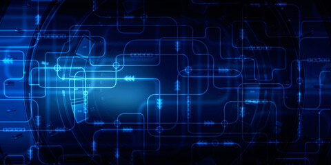 2d illustration Abstract futuristic electronic circuit technology background
