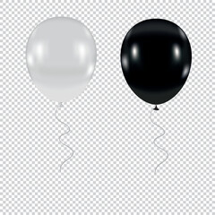 white and black  balloons on a transparent background