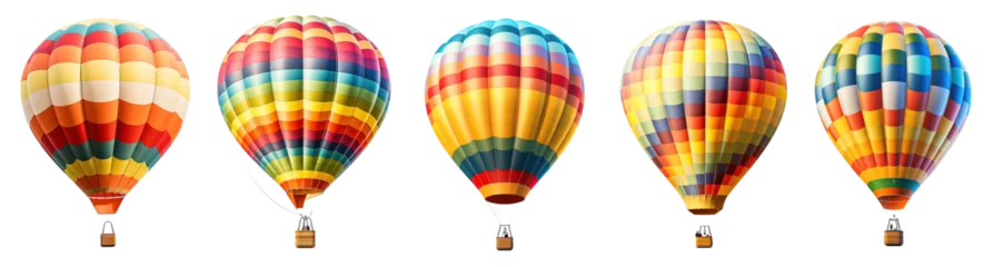 Abwaschbare Fototapete Ballon a group of colorful hot air balloons isolated on transparent background