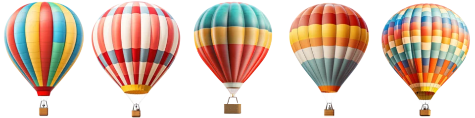 Papier Peint photo Ballon a group of colorful hot air balloons isolated on transparent background