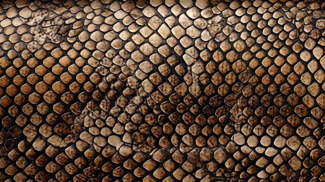 Close-up of snake leather texture print background. Reptile skin backdrop for fashion, textile, print, banner