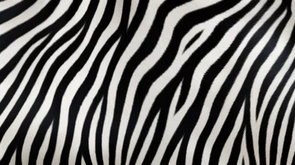 Tuinposter Close-up of black and white zebra fur print background. Animal skin backdrop for fashion, textile, print, banner © eireenz