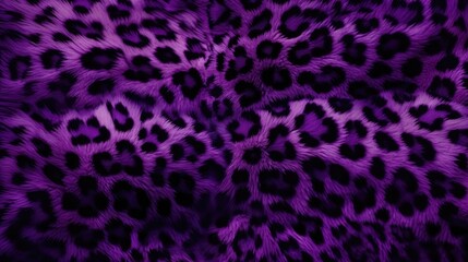 Close-up of purple leopard fur print background. Animal skin backdrop for fashion, textile, print, banner - obrazy, fototapety, plakaty