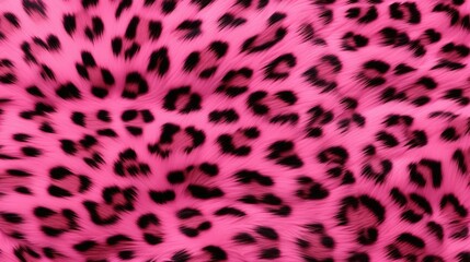 Close-up of pink leopard fur print background. Animal skin backdrop for fashion, textile, print, banner - obrazy, fototapety, plakaty