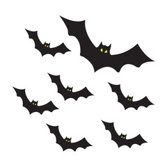 Bat for Halloween black color vector design isolated on white background.