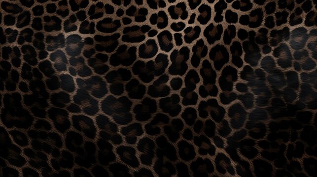 Close-up of black panther leopard fur print background. Animal skin backdrop for fashion, textile, print, banner