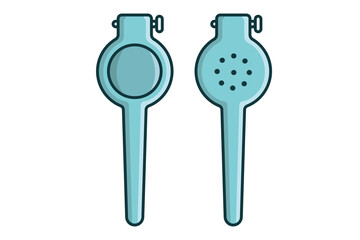 Lemon Squeezer front and Back view vector illustration. Kitchen and Restaurant interior equipment icon concept. Fruit juice squeezer kitchen appliance vector design with shadow.