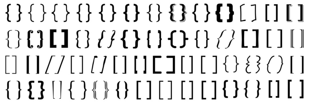 Types of brackets in math. Different mathematical symbol