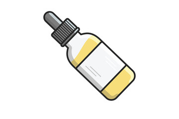 Oil Dropper Glass Bottle vector illustration. Beauty and fashion object icon concept. Hair oil bottle vector design with shadow. Cosmetic blank vials for liquid drug concept.