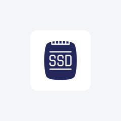 SSD Drive Computer Hardware, Computer Component  Glyph Filled Icon