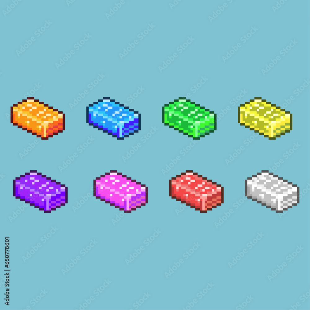 Fototapete pixel art sets of ingot rpg item loot craft with variation color item asset. simple bits of ingot on