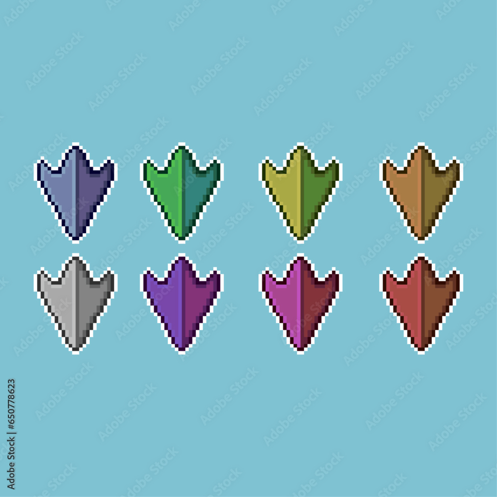 Fototapete pixel art sets of shield defense with variation color item asset. simple bits of shield ui on pixela