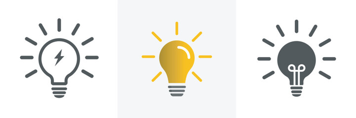 Light bulb icon.Different style icons set.outline and filled vector sign.analytical and creative thinking for processing Trendy Flat style.Vector illustration