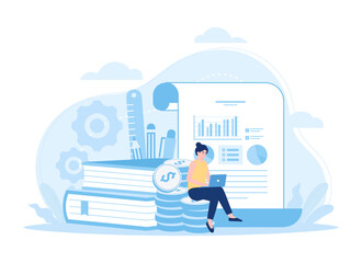 Training business management  analyzing data concept flat illustration