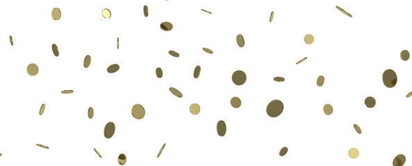 Glittering confetti on a transparent background. Holiday, birthday and Christmas decoration