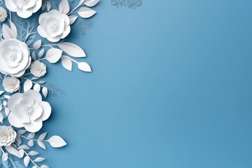 Paper flowers on the turquoise background