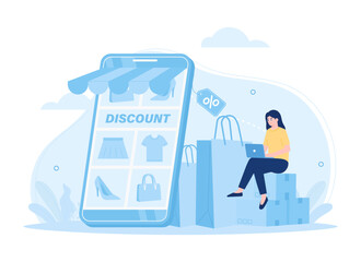 Online store marketing strategy online shopping concept flat illustration