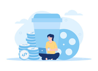 Content creator work from home concept flat illustration