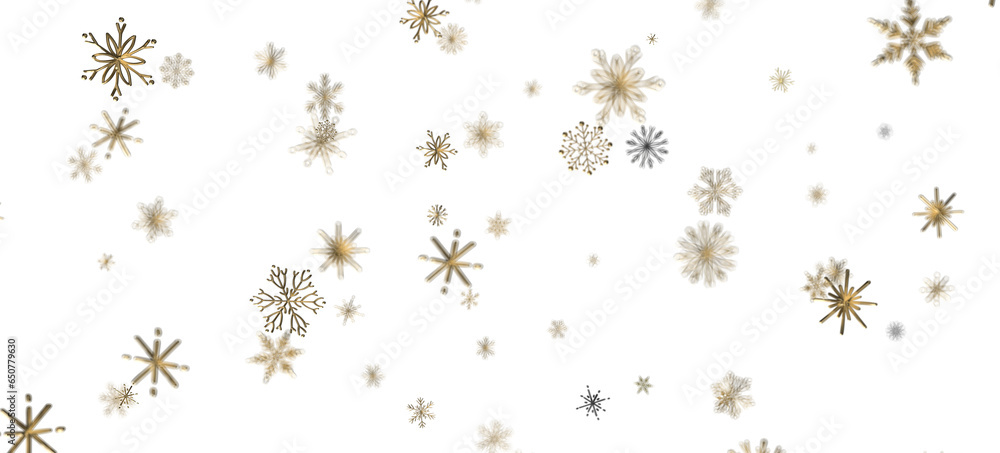 Wall mural Flurry of Snowflakes: Radiant 3D Illustration Showcasing Falling Festive Snow Crystals