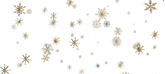 Gordijnen Flurry of Snowflakes: Radiant 3D Illustration Showcasing Falling Festive Snow Crystals © vegefox.com