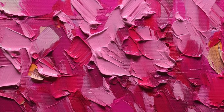 Generative AI, Closeup of impasto abstract rough viva magenta color art painting texture