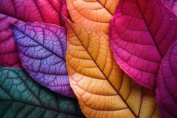 Colorful autumn leaves as a background. Close-up image. Generative Ai