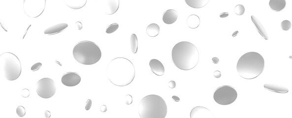 silver  Delight: Captivating 3D Illustration of Joyful silver Confetti