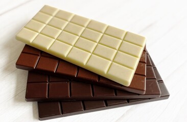 Handmade Chocolate Bars Composition on Light Background